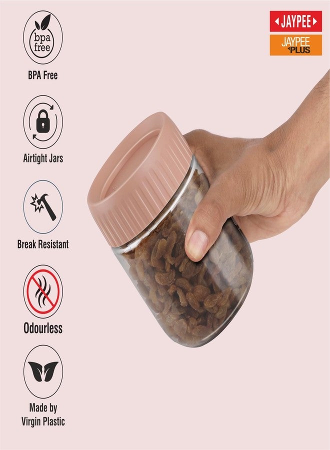 جايبي بلس مجموعة برطمانات وحاويات مطبخ بلاستيكية شفافة من جاي بي بلس، مثالية لتخزين المؤن والوجبات الخفيفة والتوابل والمخللات والفواكه المجففة. غطاء محكم الإغلاق وقابل للتكديس. سعة 750 مل، طقم من قطعتين، لون وردي. - Image 2